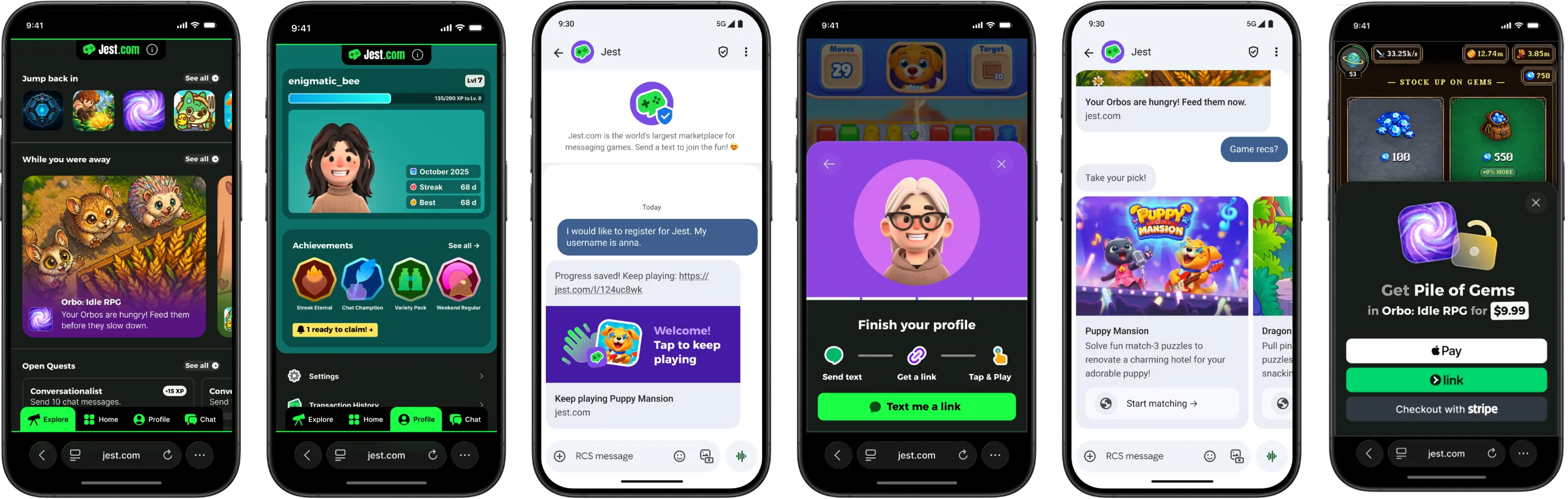 Screenshots of Jest games on iPhone