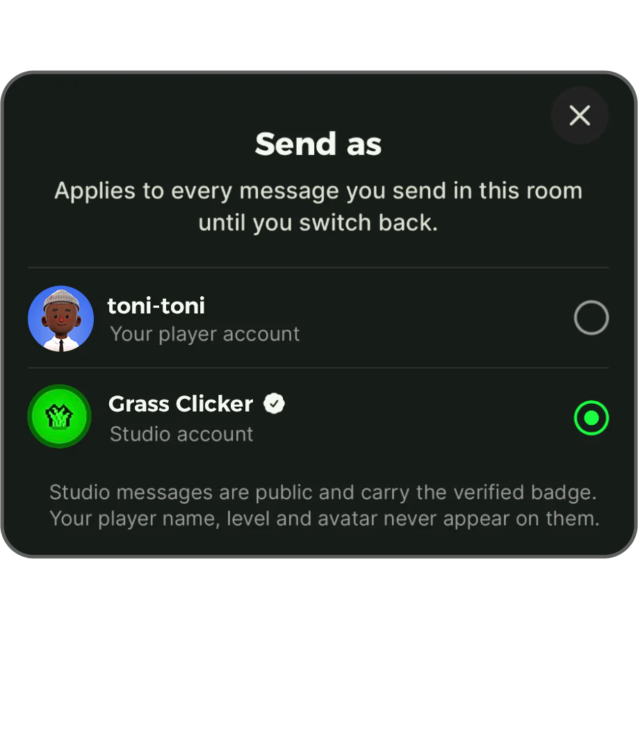Send as: choose your posting identity