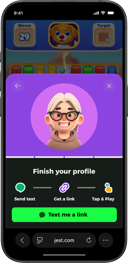 Finish your profile screen over a game